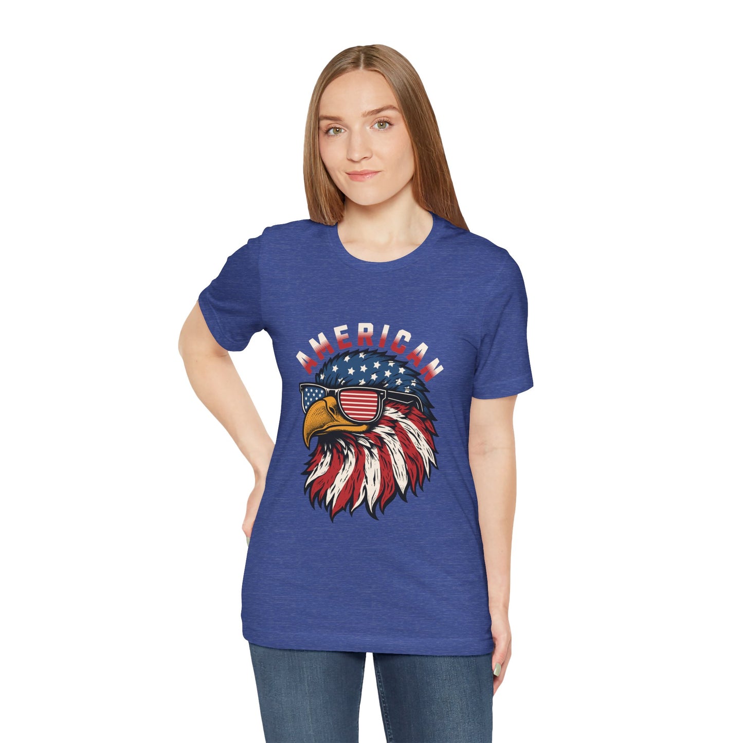 American Eagle Graphic Tee, Patriotic T-Shirt, Unisex Short Sleeve Top, Summer Casual Wear, Fourth of July Shirt, Eagle Lover Gift