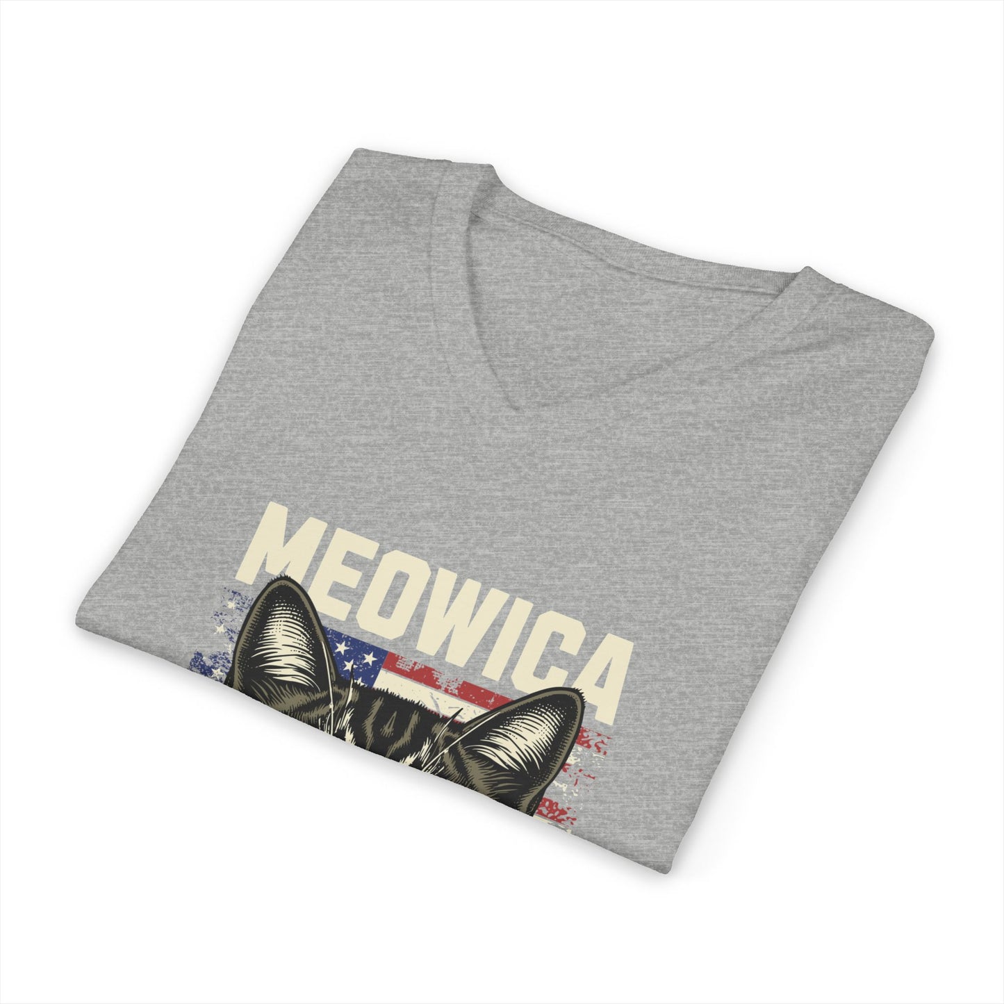 Patriotic Cat V-Neck Tee, Fun Animal T-Shirt, Unisex Style, Perfect for Fourth of July, Gift for Cat Lovers, Casual Summer Wear