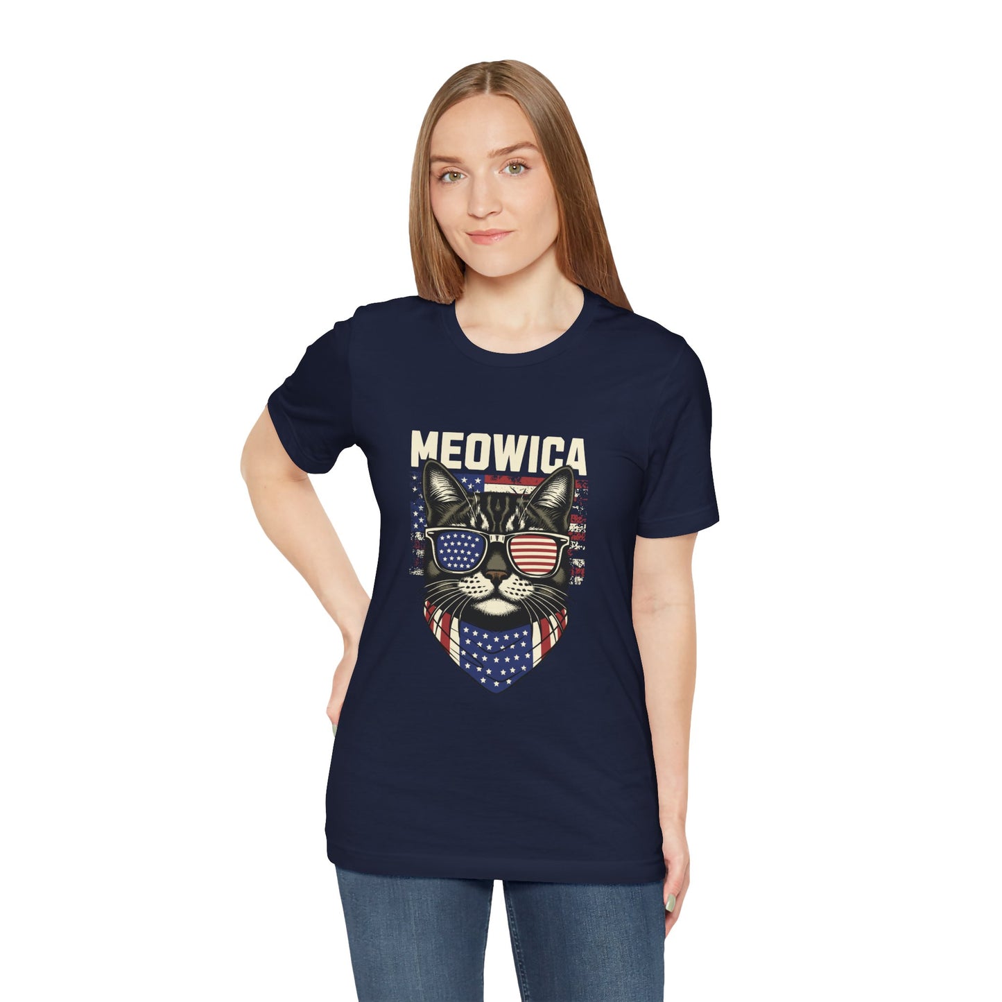 Patriotic Cat T-Shirt, Fun Animal Tee, Unisex Graphic Tee, Fourth of July Shirt, Gift for Cat Lovers, Casual Summer Wear