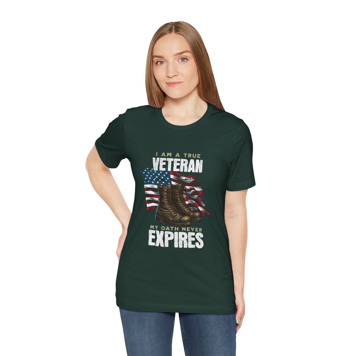 Veteran Tribute Tee, Unisex Military Shirt, Patriotic Short Sleeve T-Shirt, Gift for Veterans, Oath Never Expires Apparel
