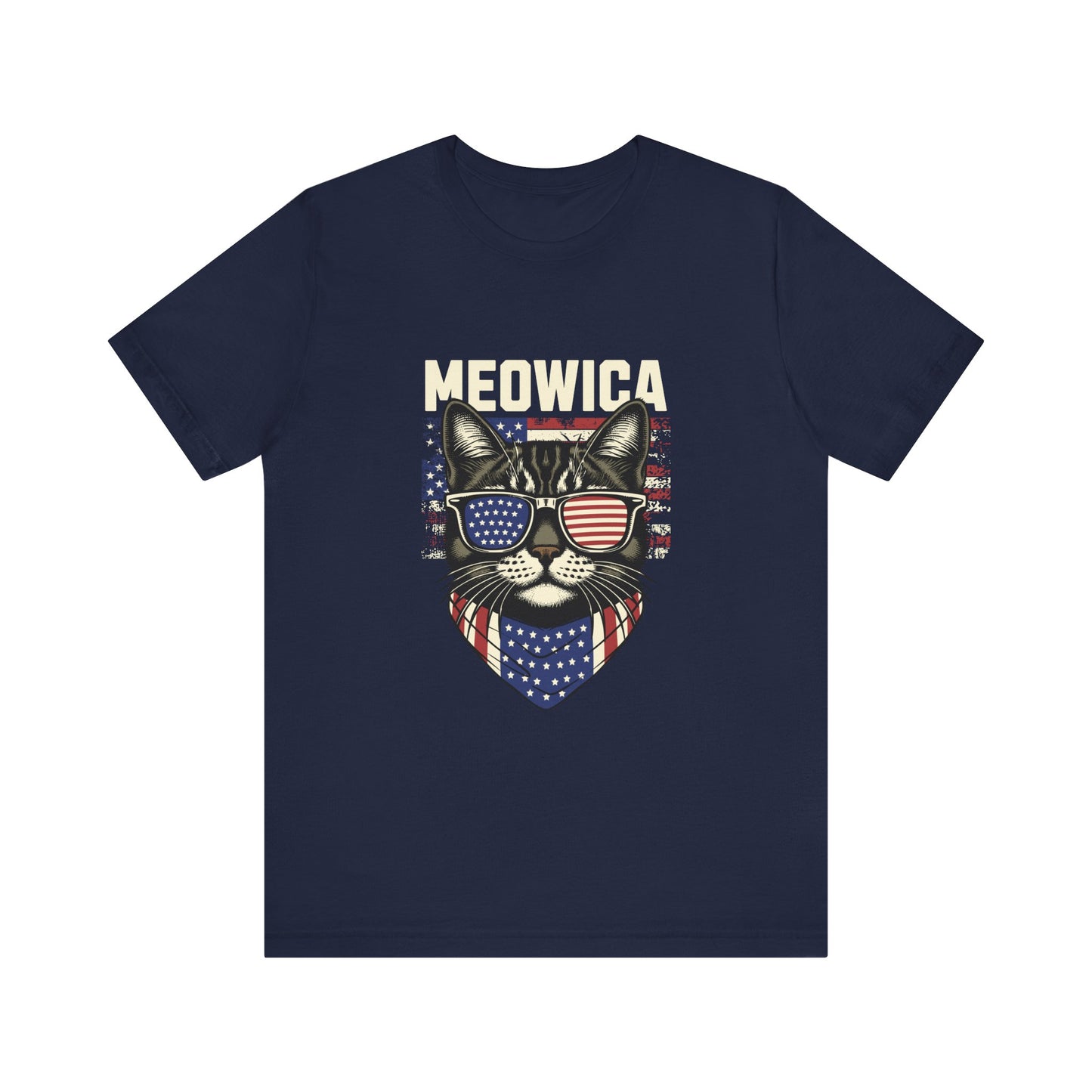 Patriotic Cat T-Shirt, Fun Animal Tee, Unisex Graphic Tee, Fourth of July Shirt, Gift for Cat Lovers, Casual Summer Wear
