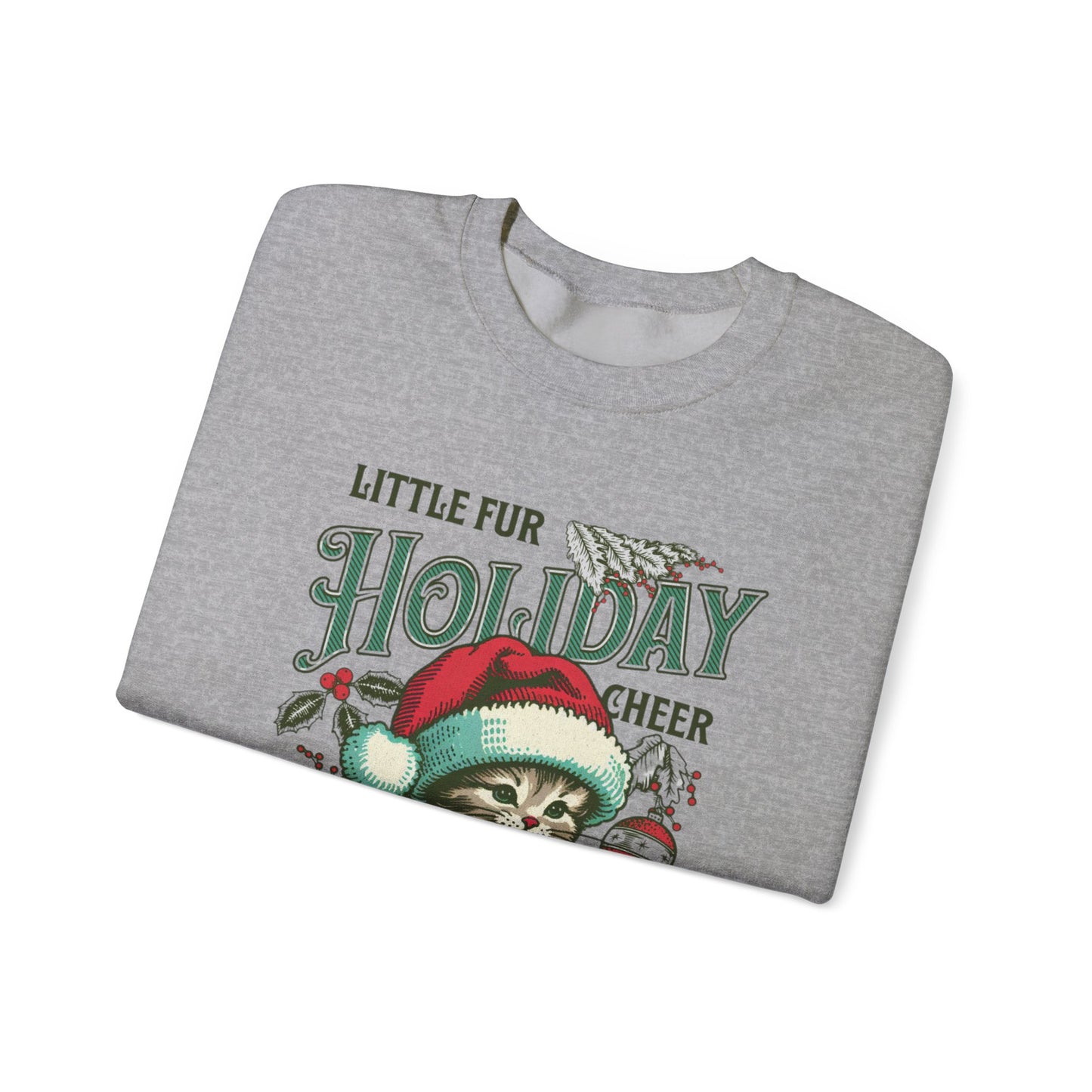 Christmas Cat Sweatshirt, Holiday Cheer Crewneck, Furry Festive Apparel, Gifts for Cat Lovers, Unisex Winter Wear