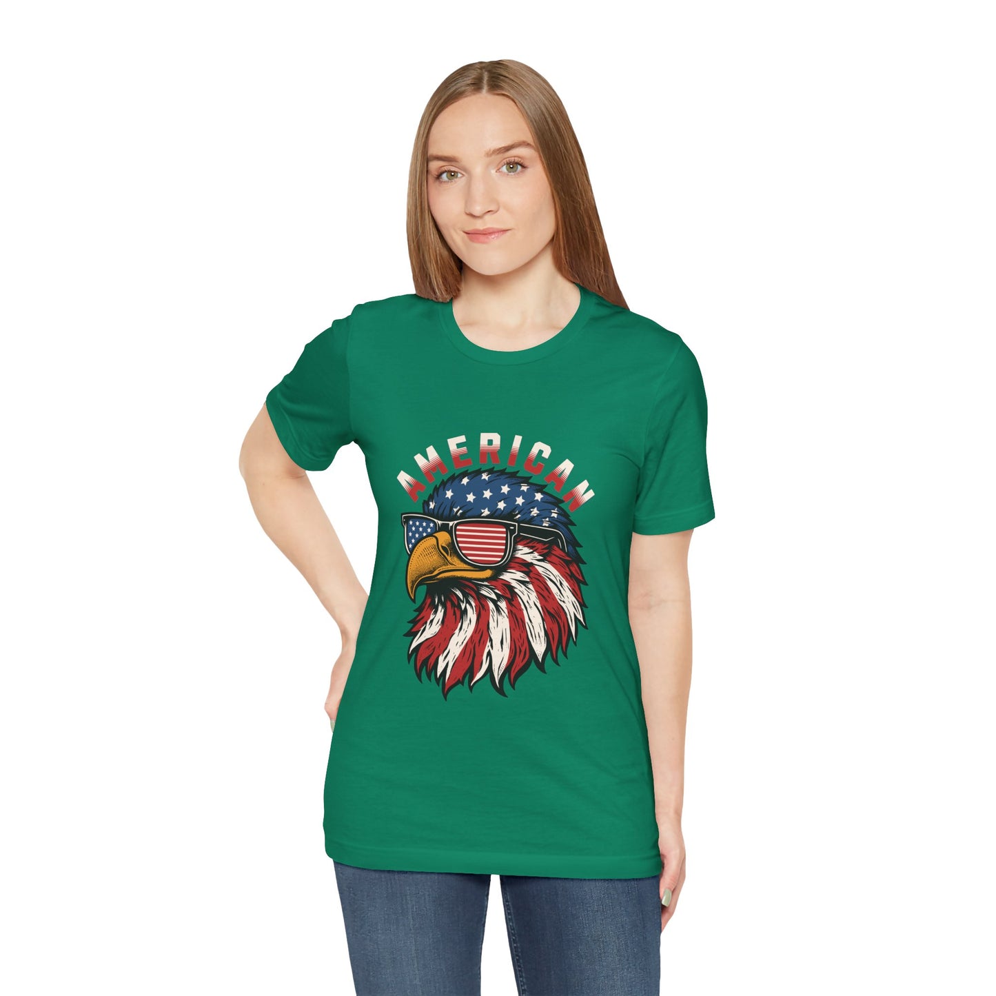 American Eagle Graphic Tee, Patriotic T-Shirt, Unisex Short Sleeve Top, Summer Casual Wear, Fourth of July Shirt, Eagle Lover Gift