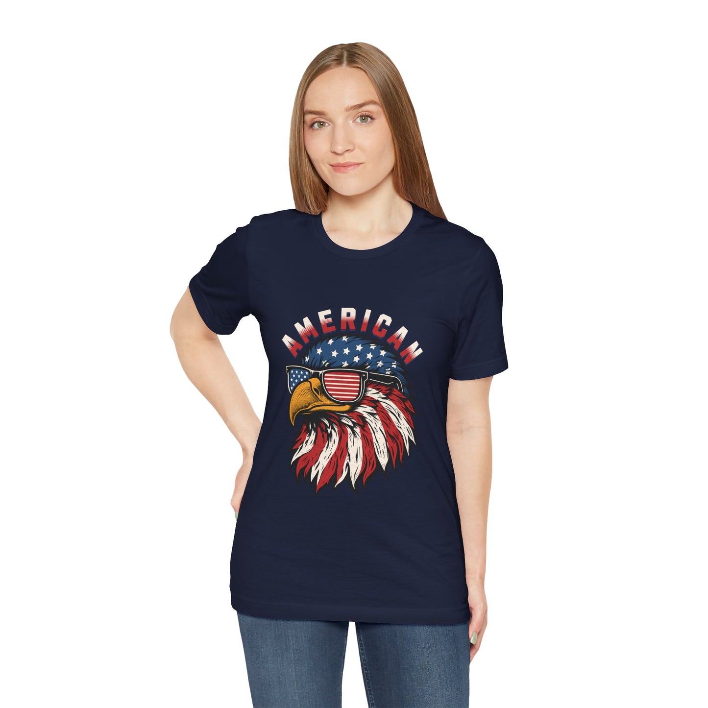 American Eagle Graphic Tee, Patriotic T-Shirt, Unisex Short Sleeve Top, Summer Casual Wear, Fourth of July Shirt, Eagle Lover Gift