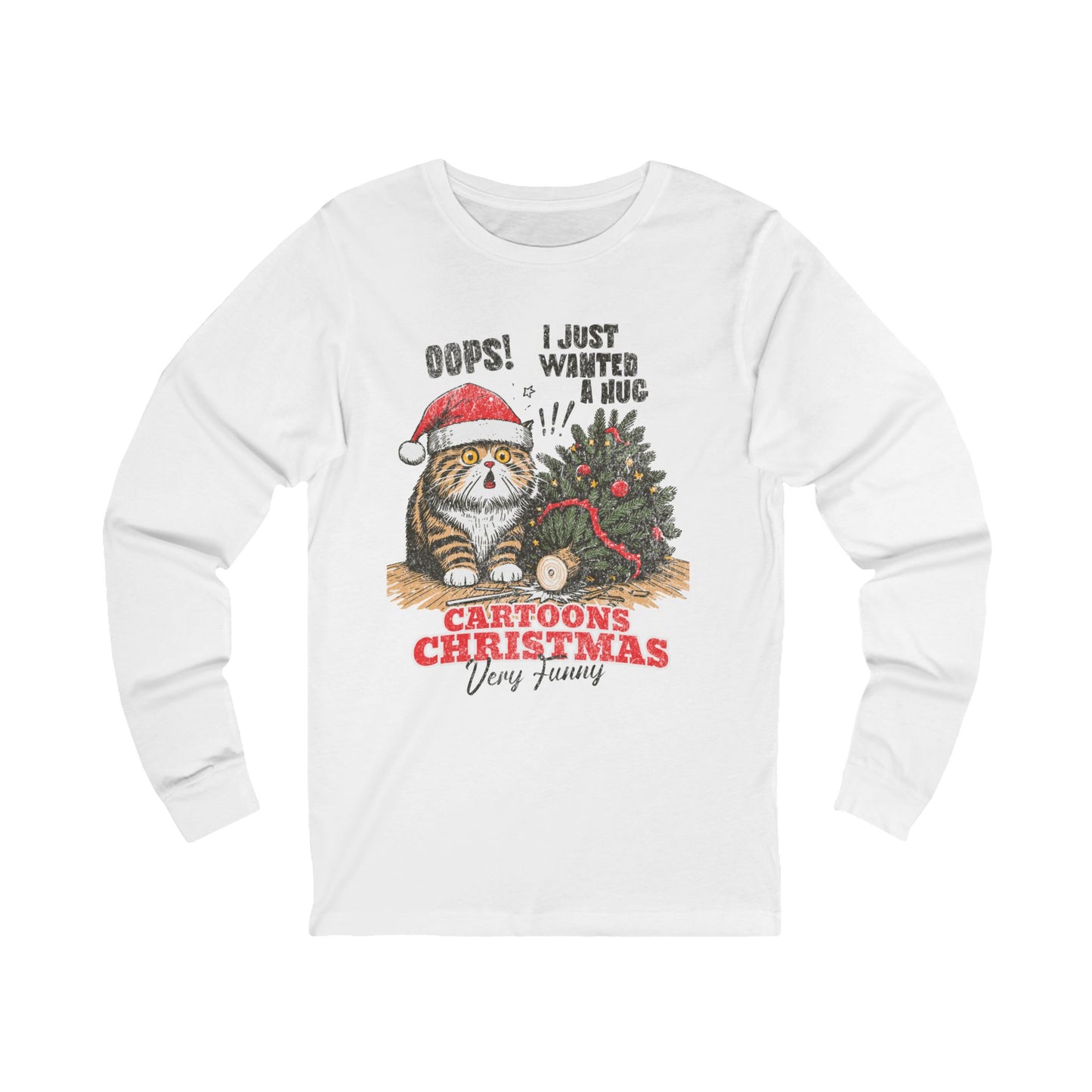Funny Cat Christmas Long Sleeve Tee, Festive T-Shirt for Cat Lovers, Holiday Gift, Funny Christmas Apparel, Winter Wear