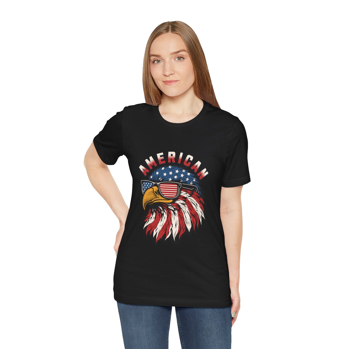 American Eagle Graphic Tee, Patriotic T-Shirt, Unisex Short Sleeve Top, Summer Casual Wear, Fourth of July Shirt, Eagle Lover Gift