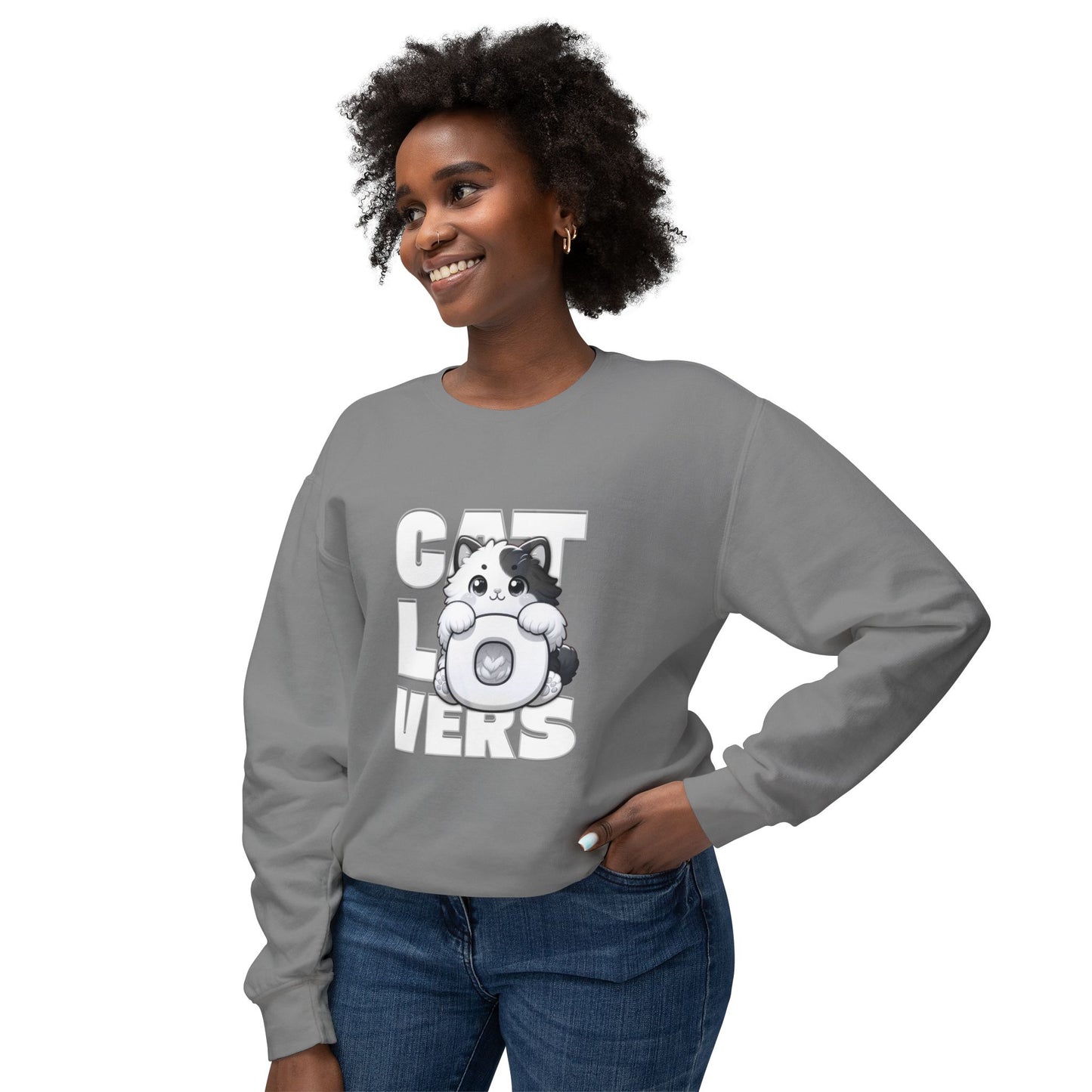Cat Lovers Unisex Lightweight Crewneck Sweatshirt, Cute Pet Sweatshirt, Gift for Cat Owners, Cozy Apparel, Animal Lover Clothing