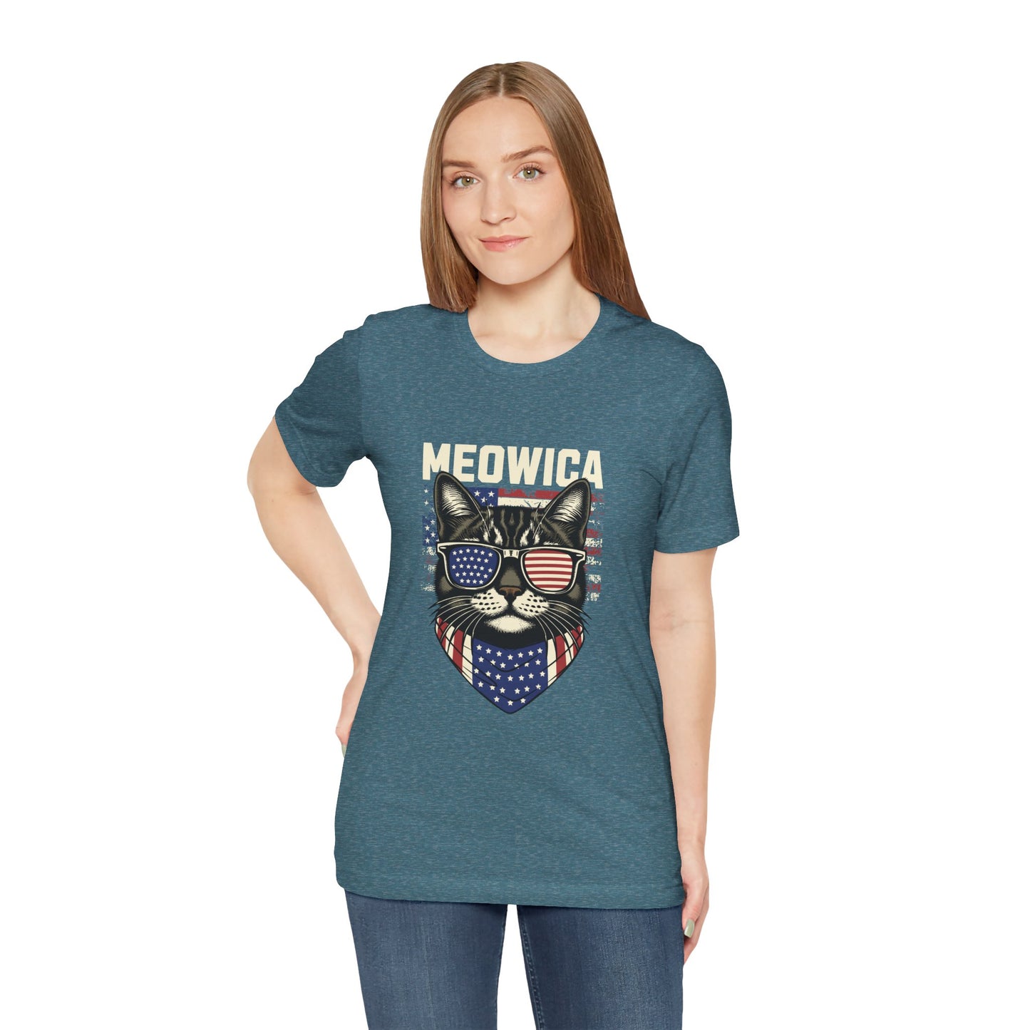 Patriotic Cat T-Shirt, Fun Animal Tee, Unisex Graphic Tee, Fourth of July Shirt, Gift for Cat Lovers, Casual Summer Wear