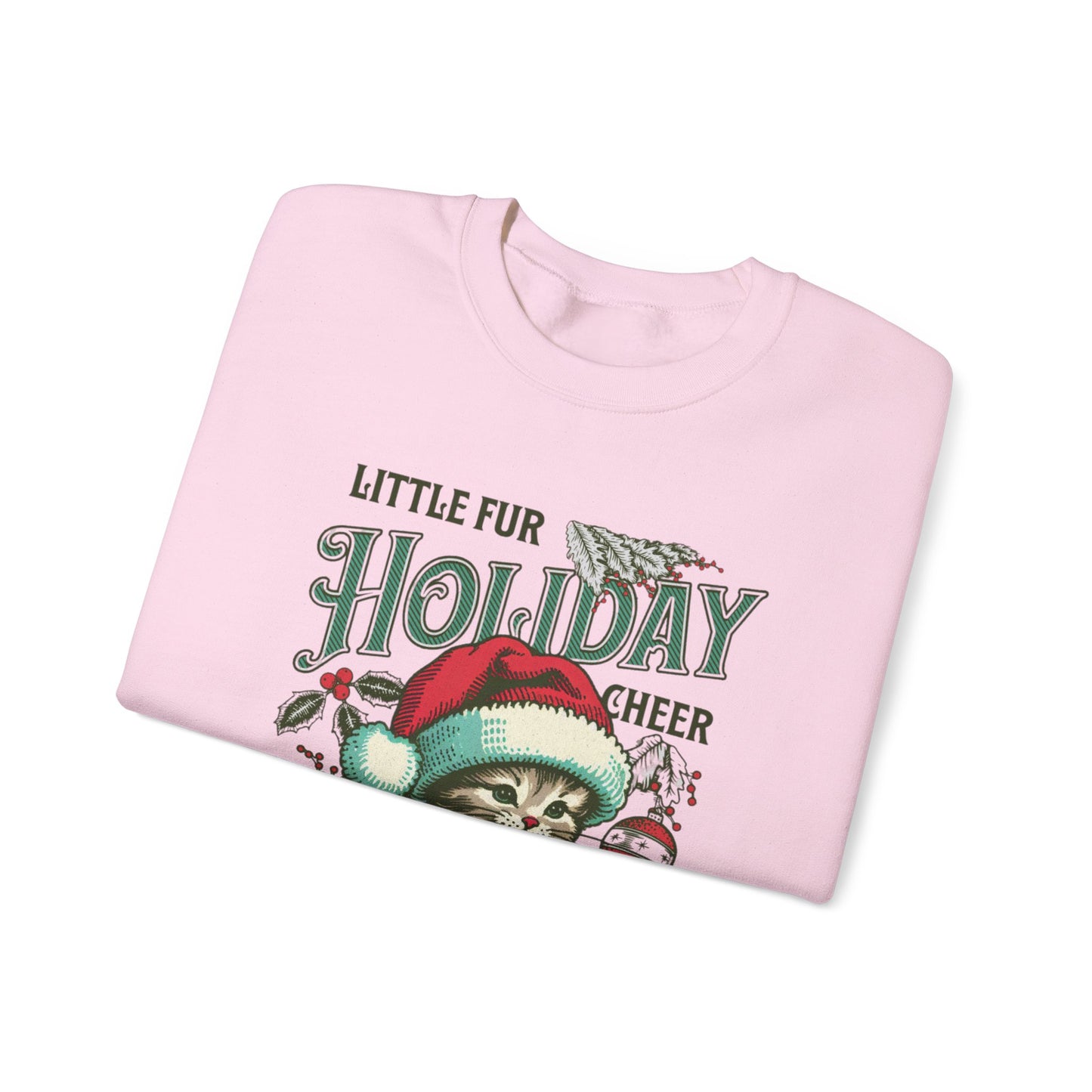 Christmas Cat Sweatshirt, Holiday Cheer Crewneck, Furry Festive Apparel, Gifts for Cat Lovers, Unisex Winter Wear