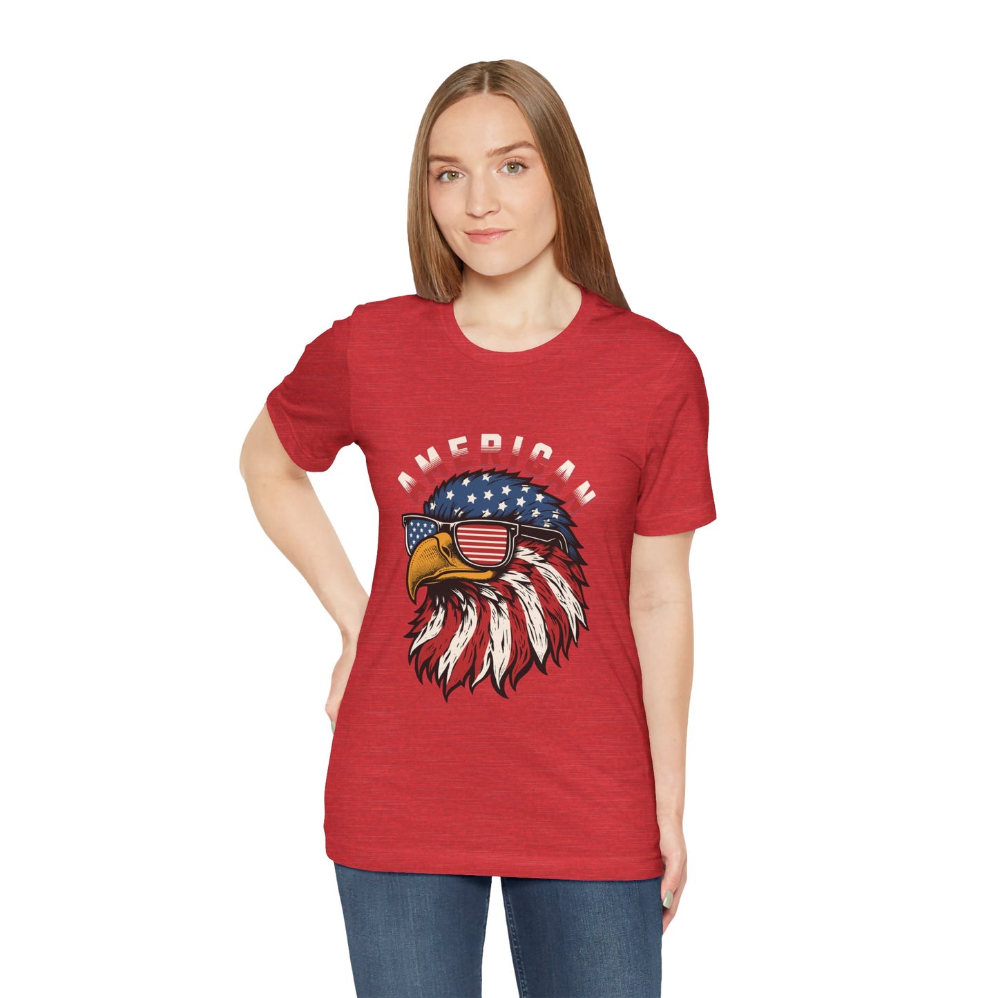 American Eagle Graphic Tee, Patriotic T-Shirt, Unisex Short Sleeve Top, Summer Casual Wear, Fourth of July Shirt, Eagle Lover Gift