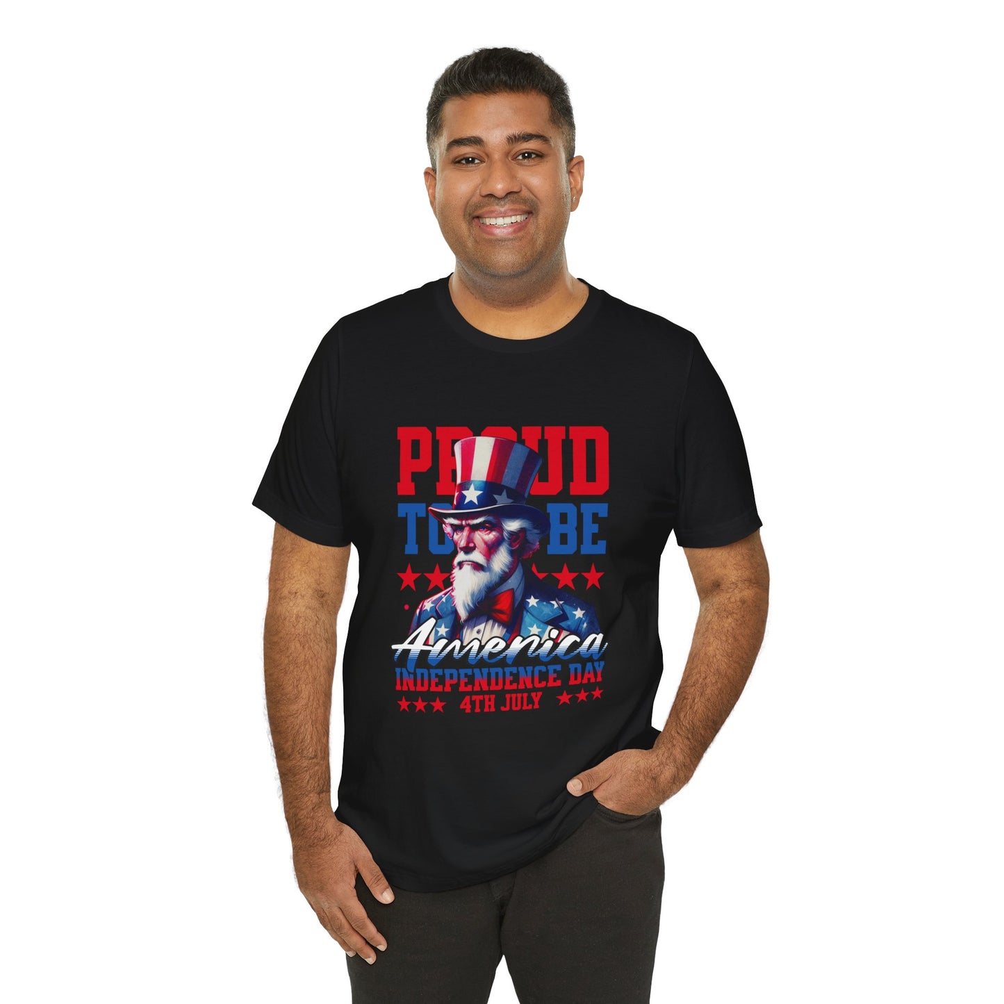 Proud to Be American Independence Day Tee, Patriotic T-Shirt, 4th of July Shirt, Unisex Jersey Tee, Red White Blue Graphic Tee