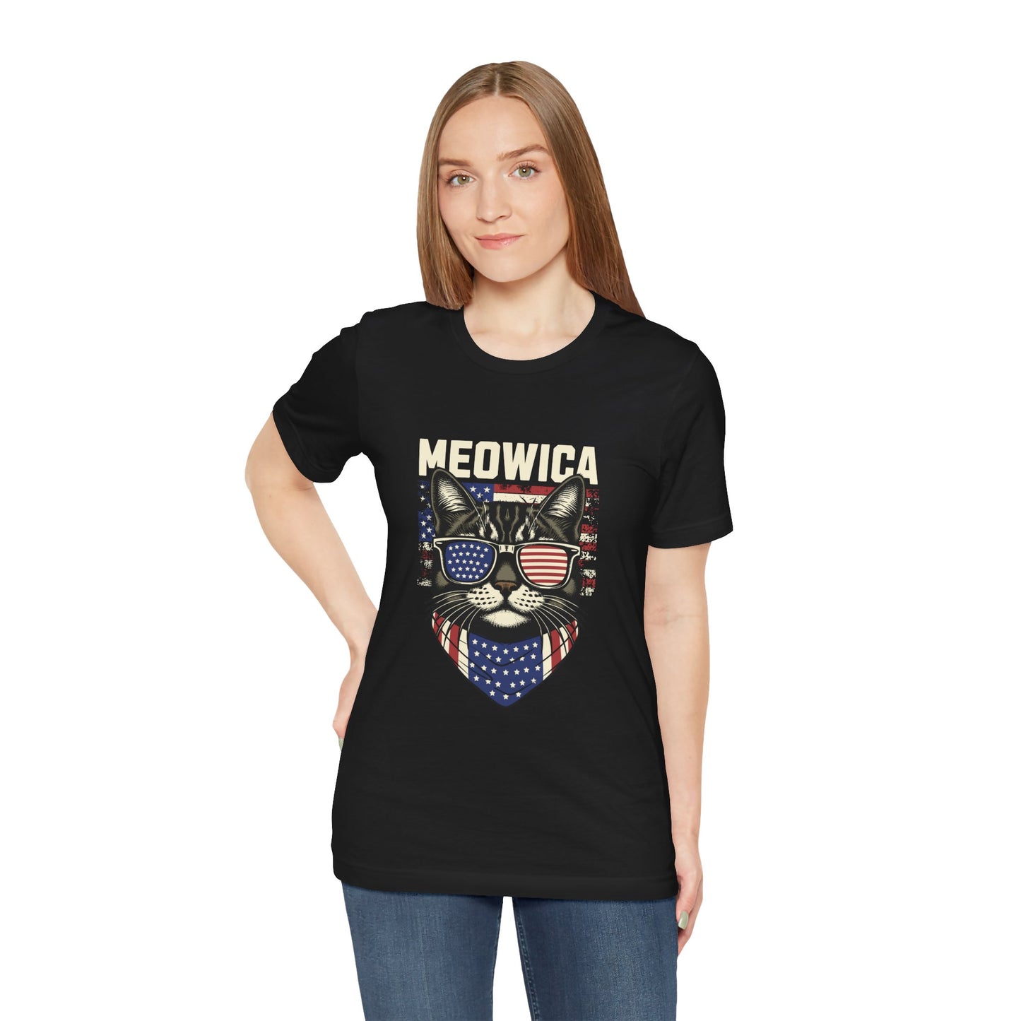 Patriotic Cat T-Shirt, Fun Animal Tee, Unisex Graphic Tee, Fourth of July Shirt, Gift for Cat Lovers, Casual Summer Wear