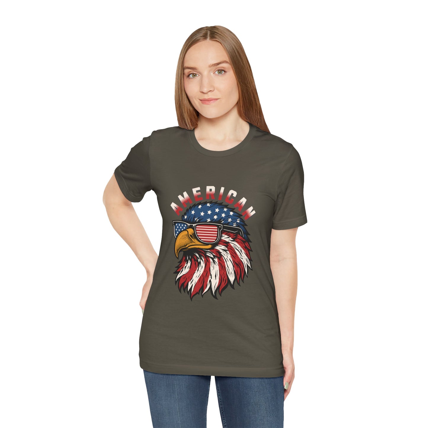 American Eagle Graphic Tee, Patriotic T-Shirt, Unisex Short Sleeve Top, Summer Casual Wear, Fourth of July Shirt, Eagle Lover Gift
