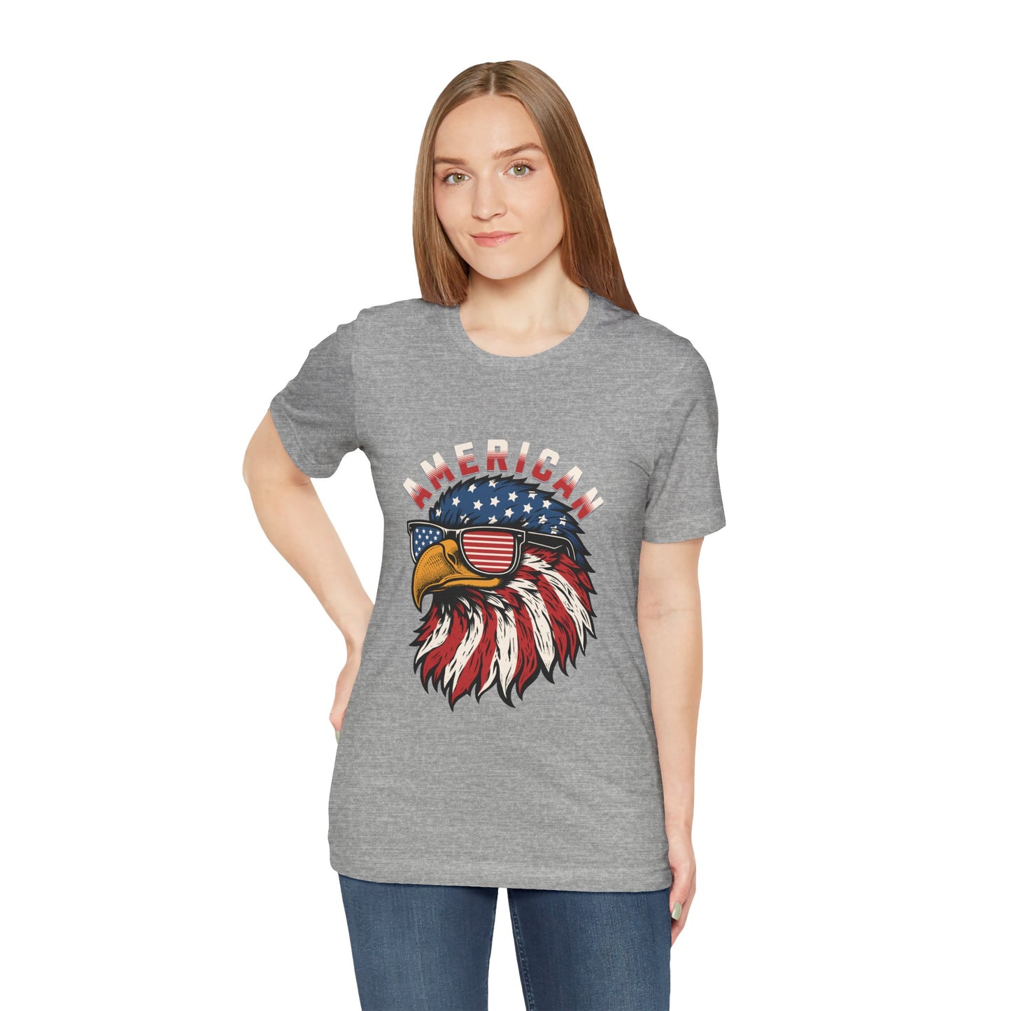 American Eagle Graphic Tee, Patriotic T-Shirt, Unisex Short Sleeve Top, Summer Casual Wear, Fourth of July Shirt, Eagle Lover Gift