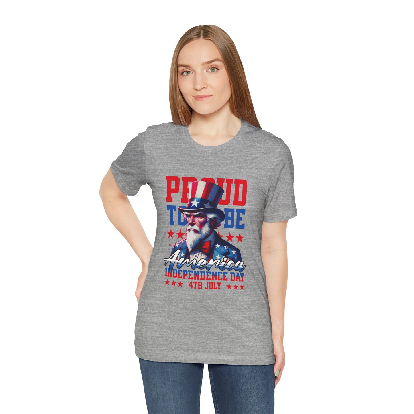 Proud to Be American Independence Day Tee, Patriotic T-Shirt, 4th of July Shirt, Unisex Jersey Tee, Red White Blue Graphic Tee