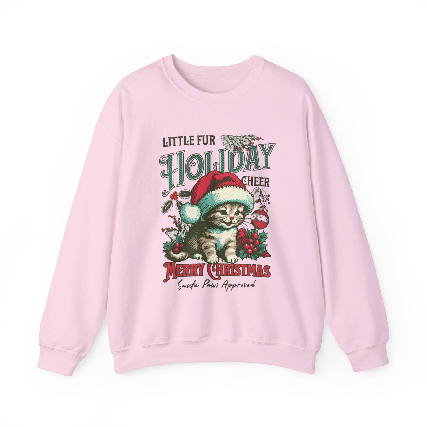 Christmas Cat Sweatshirt, Holiday Cheer Crewneck, Furry Festive Apparel, Gifts for Cat Lovers, Unisex Winter Wear