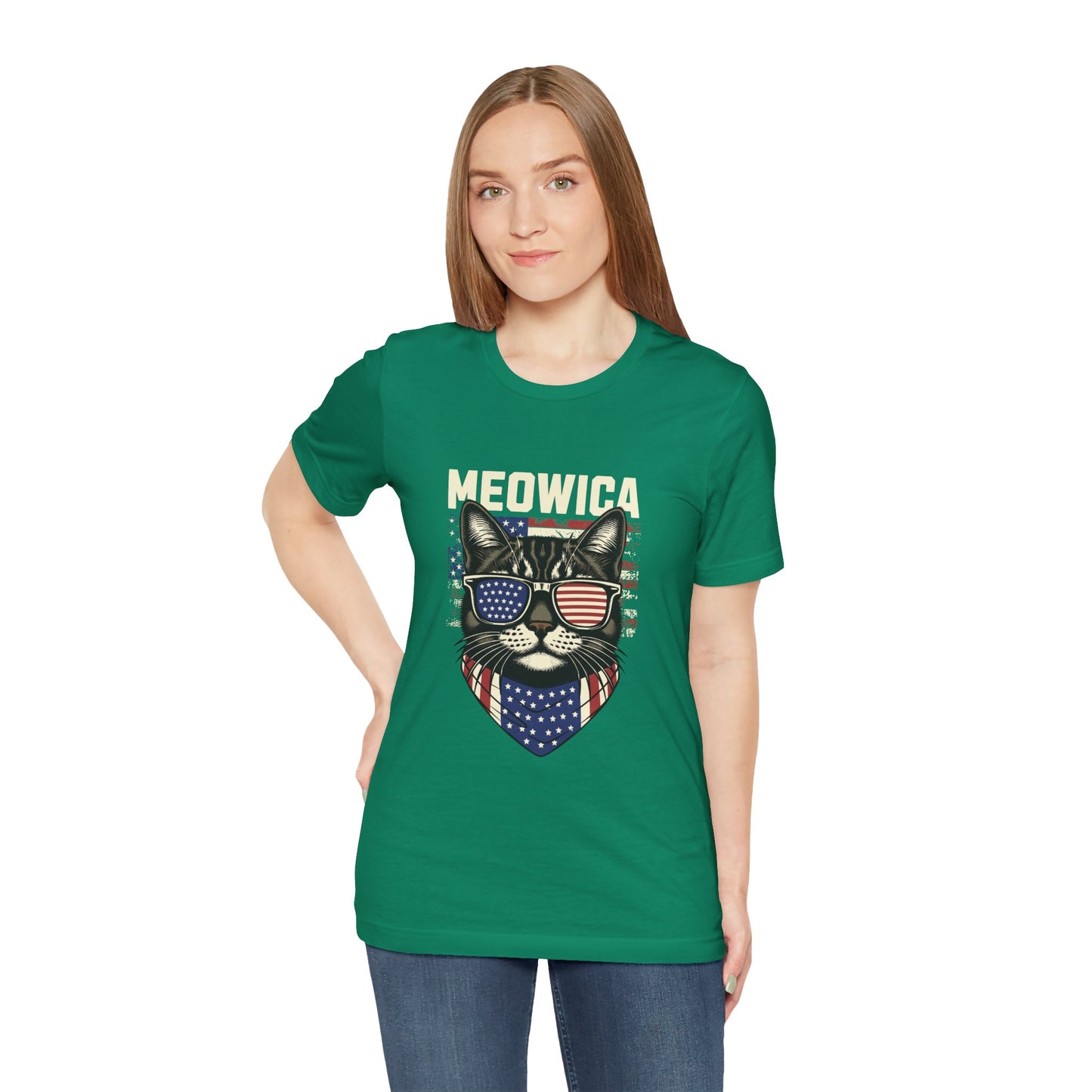 Patriotic Cat T-Shirt, Fun Animal Tee, Unisex Graphic Tee, Fourth of July Shirt, Gift for Cat Lovers, Casual Summer Wear