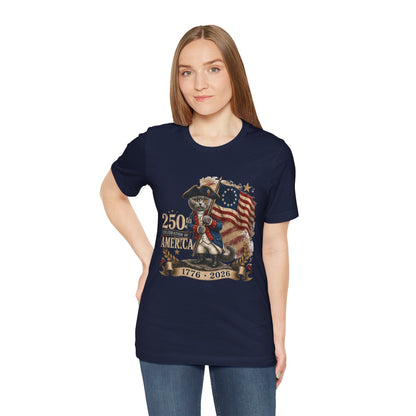 250th America Bicentennial Cat Tee — 1776–2026 Patriotic Flag T‑Shirt