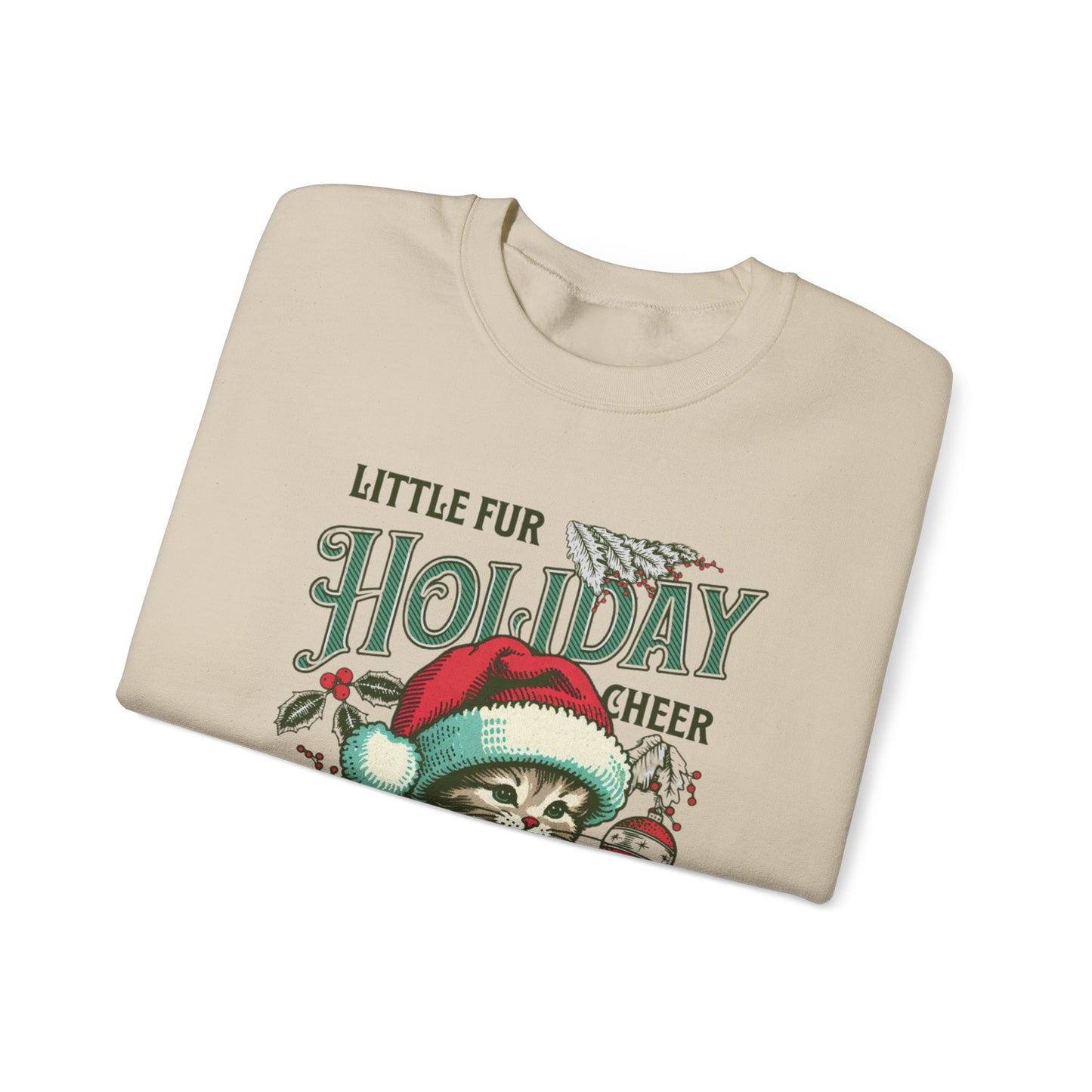 Christmas Cat Sweatshirt, Holiday Cheer Crewneck, Furry Festive Apparel, Gifts for Cat Lovers, Unisex Winter Wear - The Curated Shelf