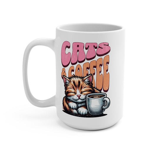 Cat Lovers 15oz Mug - Cozy Coffee Mug, Gift for Cat Mom, Tea and Coffee Lover, Cute Cat Art Mug, Perfect for Birthdays, Holidays