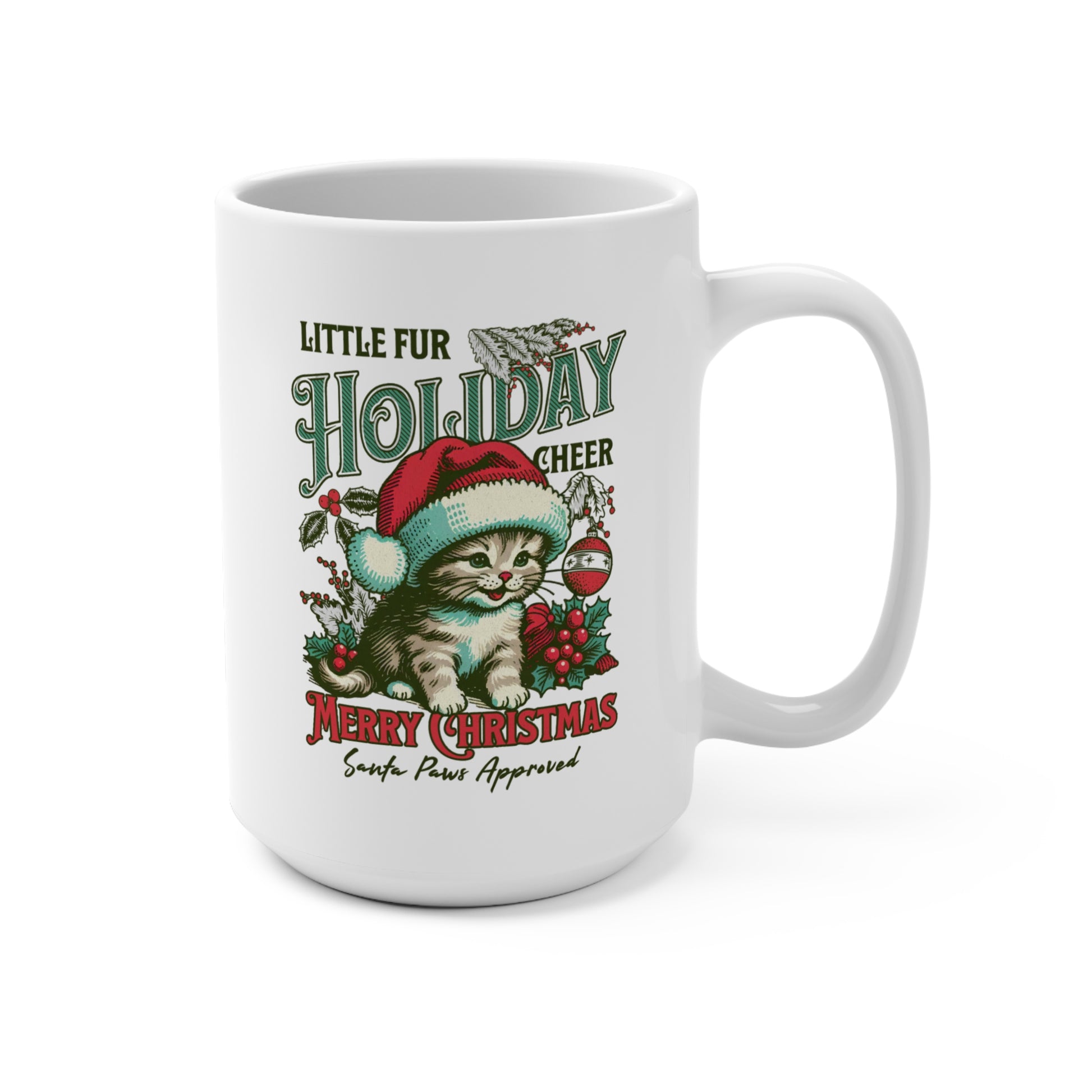 Festive Cat Mug, Holiday Cheer Coffee Cup, Christmas Gift, Winter Decor, Cute Cat Lover Mug - The Curated Shelf