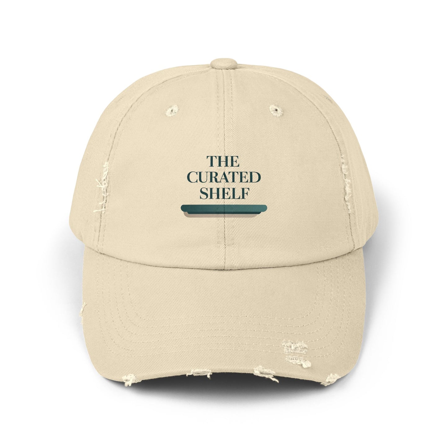 Unisex Distressed Cap with 'The Curated Shelf' Design - Casual Style for Everyday Wear, Perfect Gift for Friends, Athletes, Birthdays, [...]