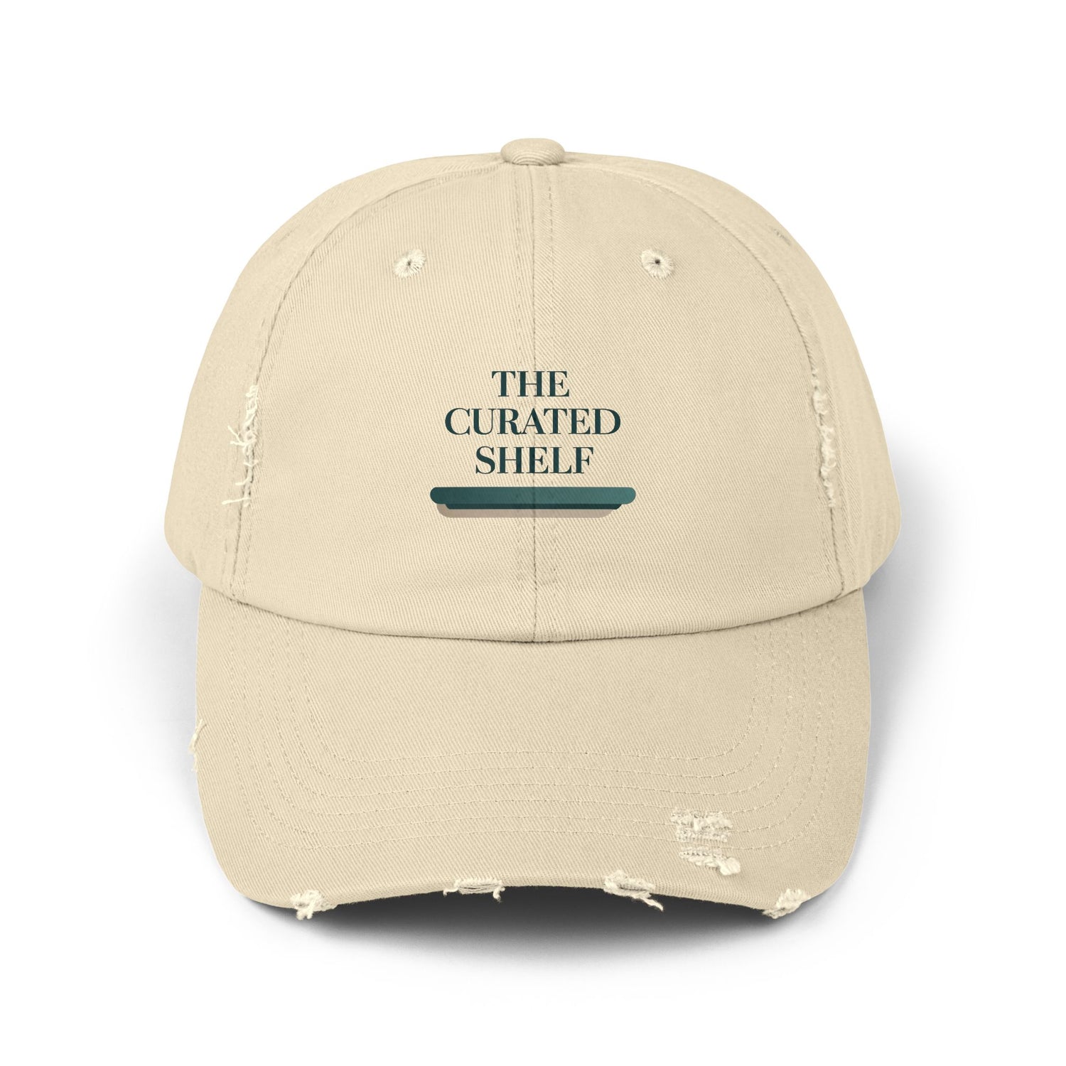 Unisex Distressed Cap with 'The Curated Shelf' Design - Casual Style for Everyday Wear, Perfect Gift for Friends, Athletes, Birthdays, [...] - The Curated Shelf