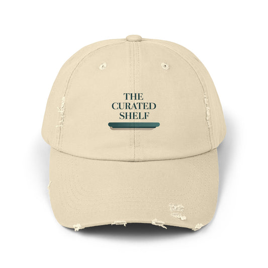 Unisex Distressed Cap with 'The Curated Shelf' Design - Casual Style for Everyday Wear, Perfect Gift for Friends, Athletes, Birthdays, [...]