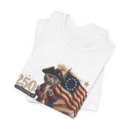 250th America Bicentennial Cat Tee — 1776–2026 Patriotic Flag T‑Shirt