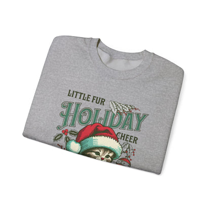 Christmas Cat Sweatshirt, Holiday Cheer Crewneck, Furry Festive Apparel, Gifts for Cat Lovers, Unisex Winter Wear