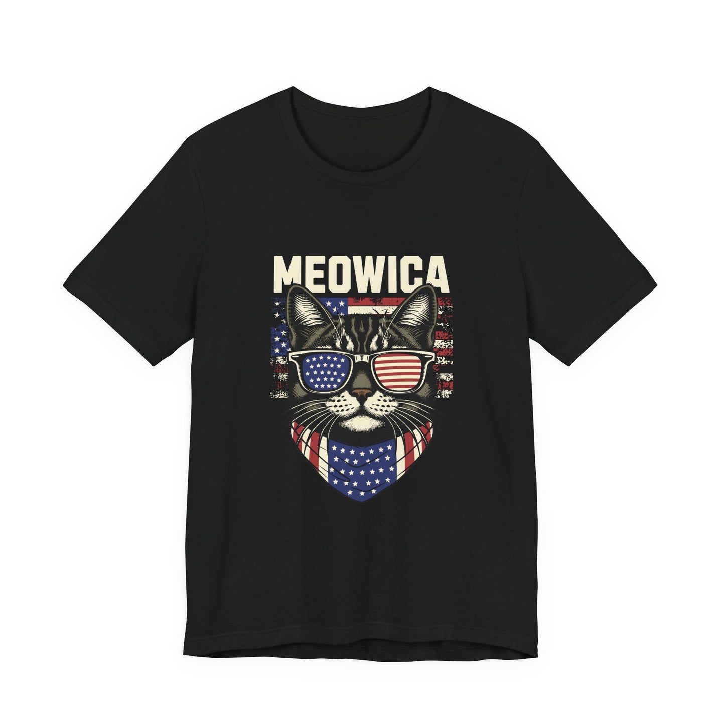 Patriotic Cat T-Shirt, Fun Animal Tee, Unisex Graphic Tee, Fourth of July Shirt, Gift for Cat Lovers, Casual Summer Wear