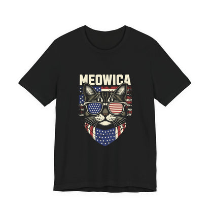 Patriotic Cat T-Shirt, Fun Animal Tee, Unisex Graphic Tee, Fourth of July Shirt, Gift for Cat Lovers, Casual Summer Wear