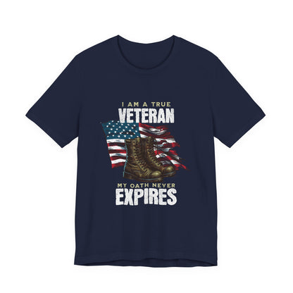 Veteran Tribute Tee, Unisex Military Shirt, Patriotic Short Sleeve T-Shirt, Gift for Veterans, Oath Never Expires Apparel