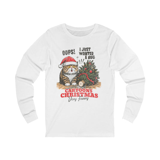 Funny Cat Christmas Long Sleeve Tee, Festive T-Shirt for Cat Lovers, Holiday Gift, Funny Christmas Apparel, Winter Wear