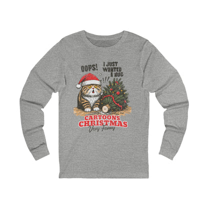 Funny Cat Christmas Long Sleeve Tee, Festive T-Shirt for Cat Lovers, Holiday Gift, Funny Christmas Apparel, Winter Wear