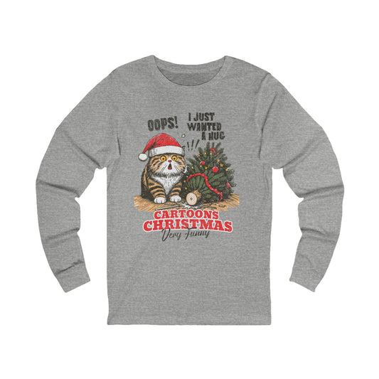 Funny Cat Christmas Long Sleeve Tee, Festive T-Shirt for Cat Lovers, Holiday Gift, Funny Christmas Apparel, Winter Wear