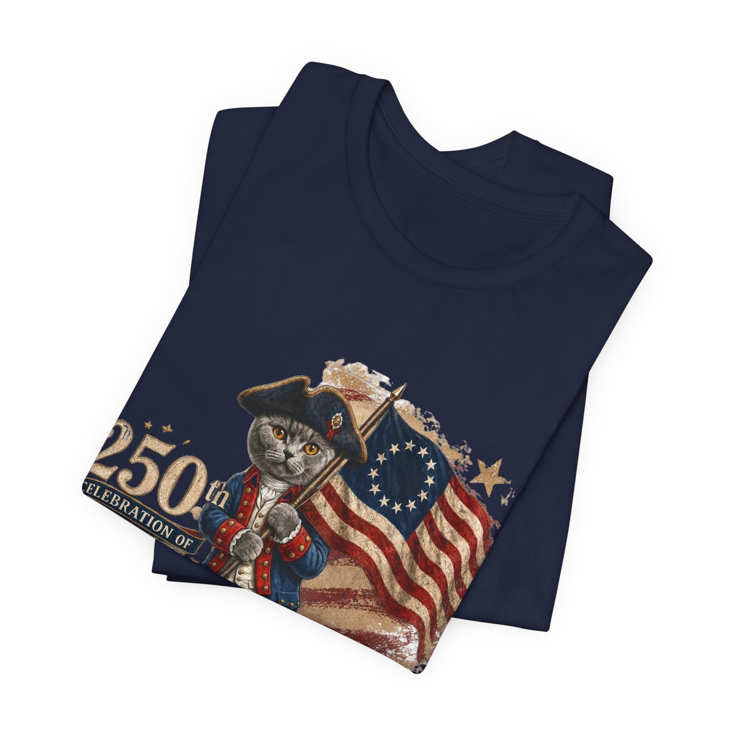 250th America Bicentennial Cat Tee — 1776–2026 Patriotic Flag T‑Shirt