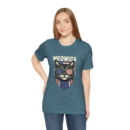 Patriotic Cat T-Shirt, Fun Animal Tee, Unisex Graphic Tee, Fourth of July Shirt, Gift for Cat Lovers, Casual Summer Wear