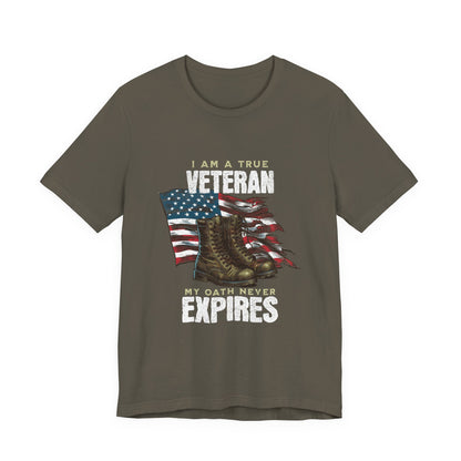 Veteran Tribute Tee, Unisex Military Shirt, Patriotic Short Sleeve T-Shirt, Gift for Veterans, Oath Never Expires Apparel