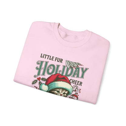 Christmas Cat Sweatshirt, Holiday Cheer Crewneck, Furry Festive Apparel, Gifts for Cat Lovers, Unisex Winter Wear