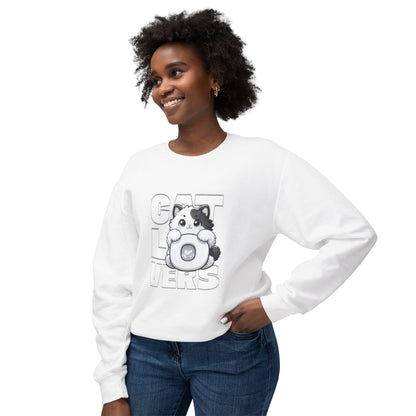 Cat Lovers Unisex Lightweight Crewneck Sweatshirt, Cute Pet Sweatshirt, Gift for Cat Owners, Cozy Apparel, Animal Lover Clothing