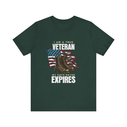 Veteran Tribute Tee, Unisex Military Shirt, Patriotic Short Sleeve T-Shirt, Gift for Veterans, Oath Never Expires Apparel