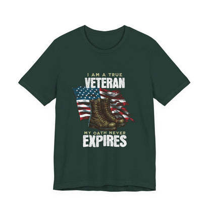 Veteran Tribute Tee, Unisex Military Shirt, Patriotic Short Sleeve T-Shirt, Gift for Veterans, Oath Never Expires Apparel