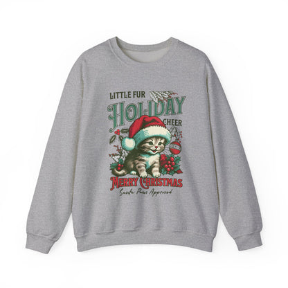 Christmas Cat Sweatshirt, Holiday Cheer Crewneck, Furry Festive Apparel, Gifts for Cat Lovers, Unisex Winter Wear