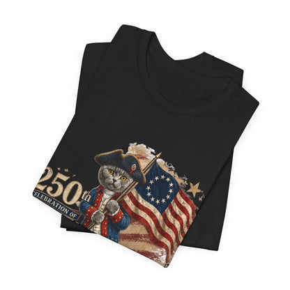250th America Bicentennial Cat Tee — 1776–2026 Patriotic Flag T‑Shirt