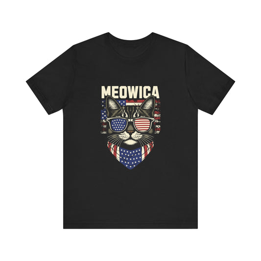 Patriotic Cat T-Shirt, Fun Animal Tee, Unisex Graphic Tee, Fourth of July Shirt, Gift for Cat Lovers, Casual Summer Wear