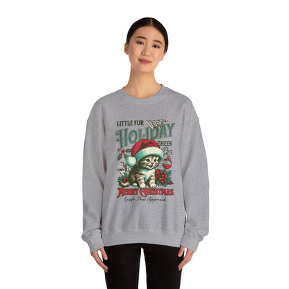 Christmas Cat Sweatshirt, Holiday Cheer Crewneck, Furry Festive Apparel, Gifts for Cat Lovers, Unisex Winter Wear