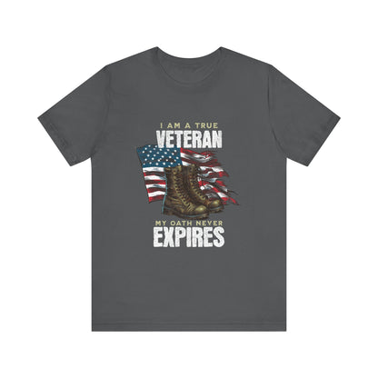 Veteran Tribute Tee, Unisex Military Shirt, Patriotic Short Sleeve T-Shirt, Gift for Veterans, Oath Never Expires Apparel