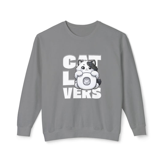 Cat Lovers Unisex Lightweight Crewneck Sweatshirt, Cute Pet Sweatshirt, Gift for Cat Owners, Cozy Apparel, Animal Lover Clothing