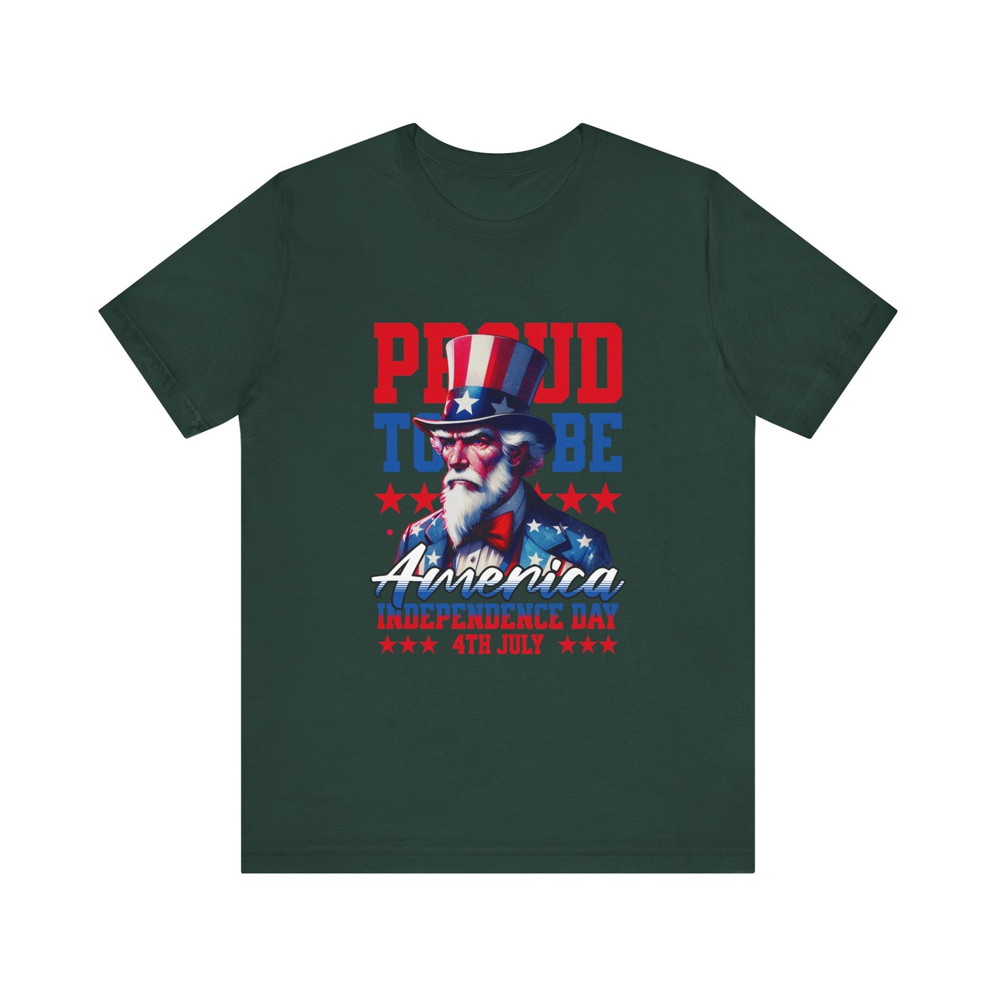 Proud to Be American Independence Day Tee, Patriotic T-Shirt, 4th of July Shirt, Unisex Jersey Tee, Red White Blue Graphic Tee